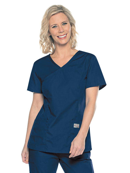 Landau ScrubZone Women's Mock Wrap Top (ATC) | 70228 (Navy)