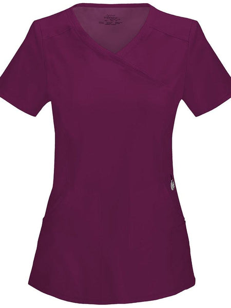 2625A - Cherokee Infinity Women's Antimicrobial Mock Wrap Top - Wine (Mercy Medical)