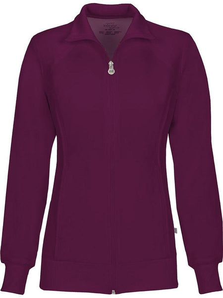 2391A - Cherokee Infinity Women's Antimicrobial Warm Up Jacket - Wine (Mercy Medical)