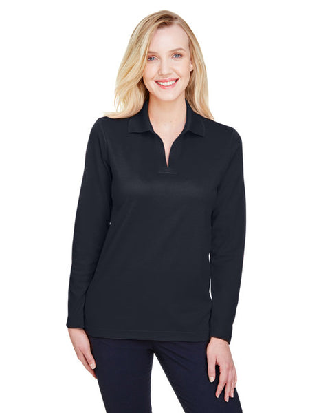 Devon & Jones CrownLux Performance® Ladies' Plaited Long Sleeve Polo (WEW) | DG20LW