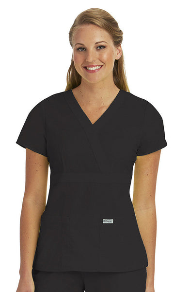 4153 - Grey's Anatomy™ Women's Mock Wrap Solid Scrub Top (KEC)