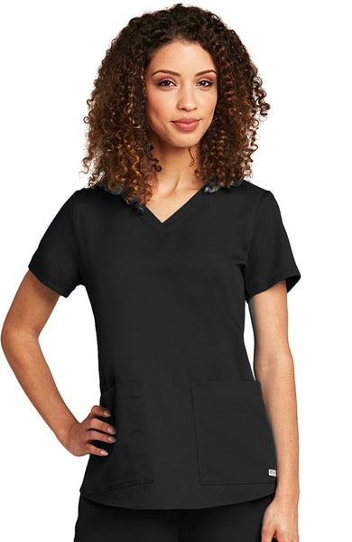 71166 - Grey's Anatomy™ Women's V-Neck Shirred Back Solid Scrub Top (KEC)