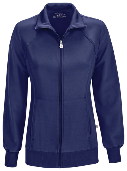 Infinity Women's Zip Front Warm-Up Solid Scrub Jacket (MAR) | 2391A