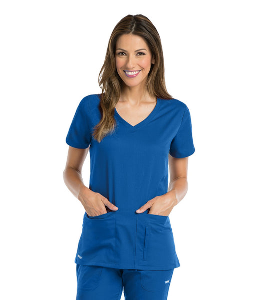 41423 - Active by Grey's Anatomy Women's Side Panel V-Neck Solid Scrub Top (KEC)