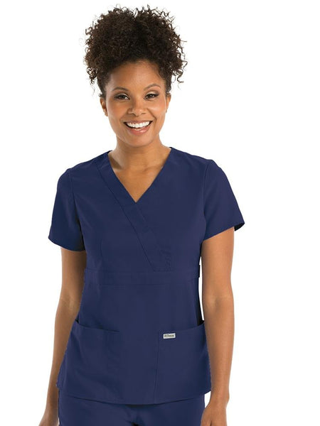 Grey's Anatomy™ Classic Women's Mock Wrap Solid Scrub Top (MAR) | 4153