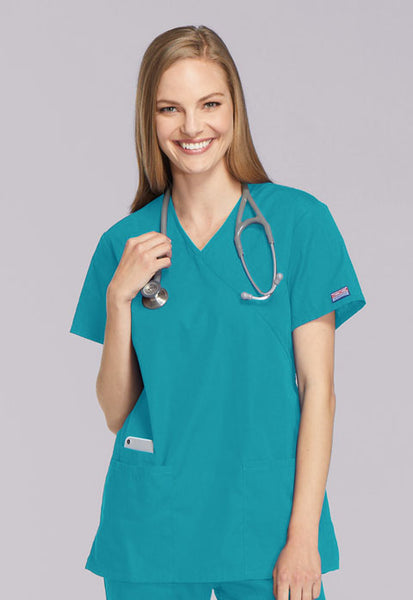 4801 - Cherokee Workwear Originals Women's Mock Wrap Tunic Solid Scrub Top (JH)