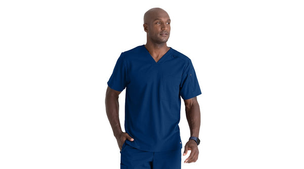 Grey's Anatomy Spandex-Stretch Murphy Men’s Chest Pocket V-Neck Scrub Top (MAR) | GRST079
