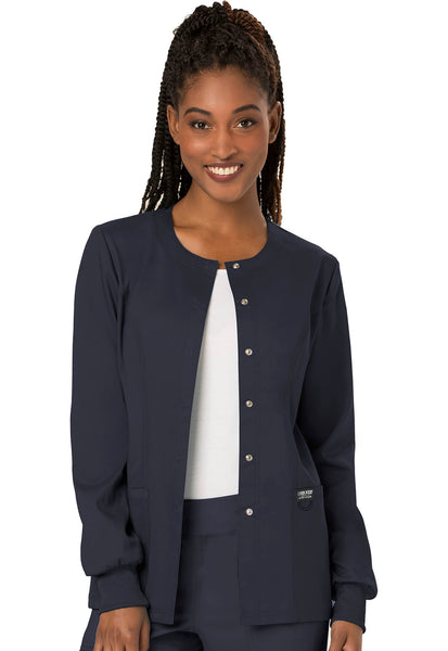 Revolution by Cherokee Workwear Women's Snap Front Solid Scrub Jacket (WEH) | WW310
