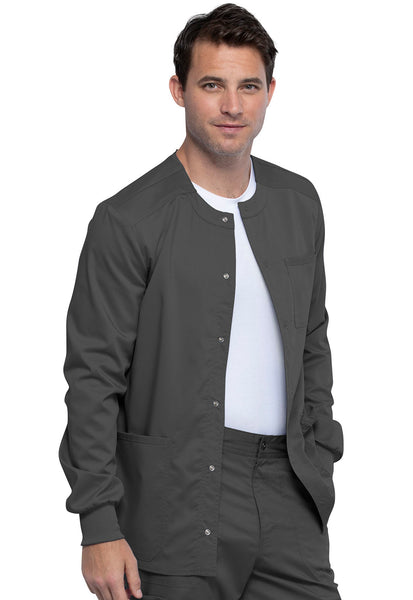Professionals by Cherokee Workwear Men's Snap Front Solid Scrub Jacket (WEH) | WW360