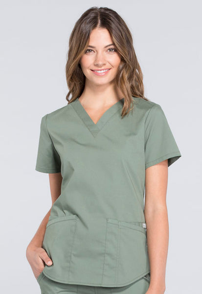 WW665 - Professionals by Cherokee Workwear Women's V-Neck Solid Scrub Top (JH)
