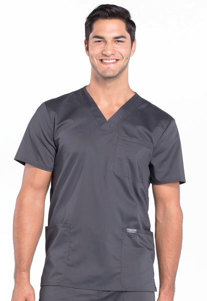 Revolution by Cherokee Workwear Men's V-Neck Utility Solid Scrub Top (WEH) | WW670