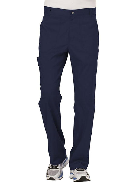 Sonographer wearing Cherokee Workwear Revolution men's Drawstring Cargo Scrub Pant in navy size large